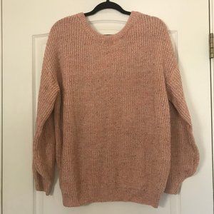 NWT LOVE RICHE Pink Chunky Sweater V Back Size L